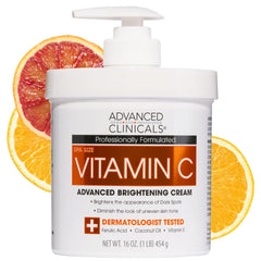 Advanced Clinicals Vitamina C Crema Cuerpo, frasco de 16 oz para hidratación y piel más radiante.