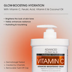 Advanced Clinicals Vitamine C Acide-Ferulique Creme Corps – teint uniforme et hydratation profonde.