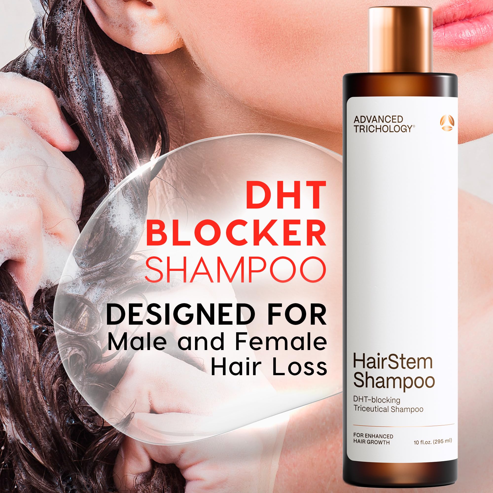 HairStem de Advanced Trichology, ingredientes clave biotina y saw palmetto para fortalecimiento