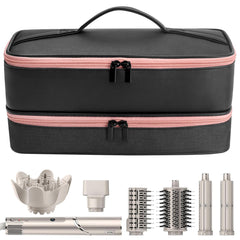 Estuche Adworte con exterior negro y detalles rosa, ideal para ordenar el secador.