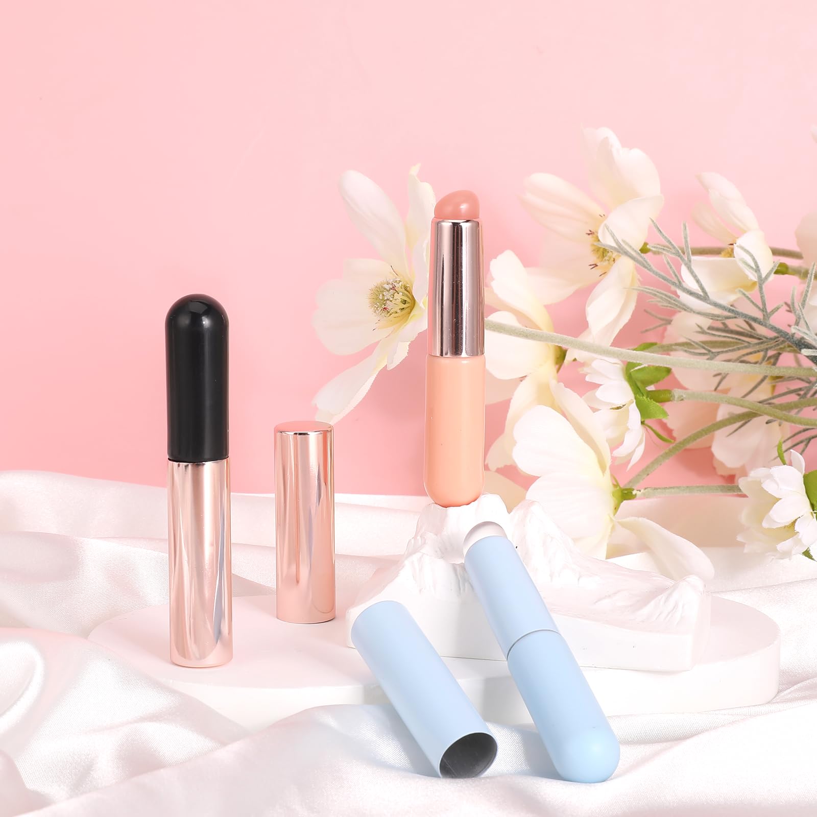Aeaocvo set brochas labios silicona compacto, cabe en bolso para retoques.