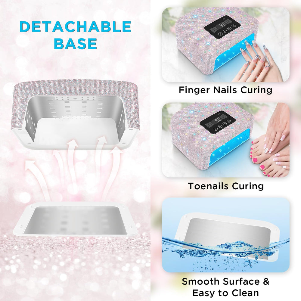 Lámpara UV Aedavey decorada con strass para uñas brillantes.