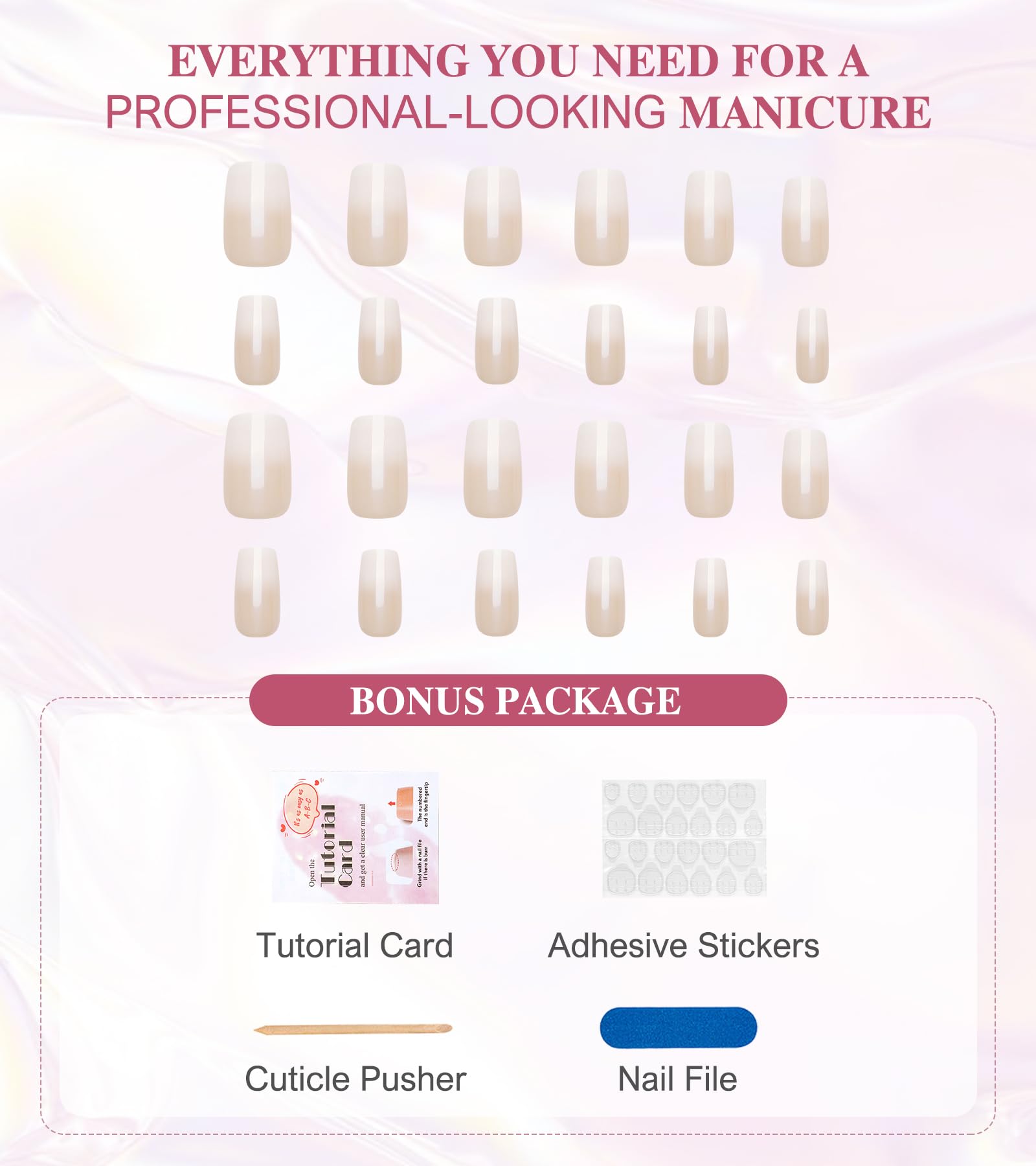 Uñas Aegenacess cuadradas ombre nude brillantes para ocasiones