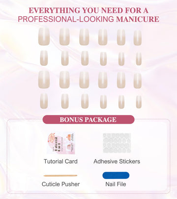 Uñas Aegenacess cuadradas ombre nude brillantes para ocasiones