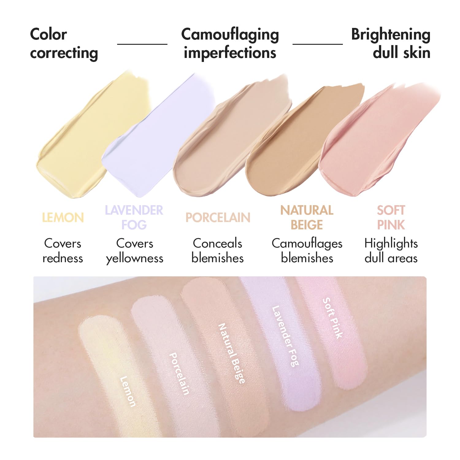 AEKYUNGLUNA LUNA Paleta Correctora 02, tono Limón, muestra color para corrección suave
