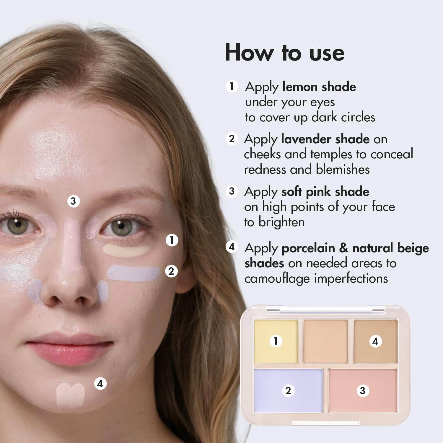 AEKYUNGLUNA LUNA Paleta Correctora 02, tono Rosa Suave, aporta un aspecto fresco y uniforme