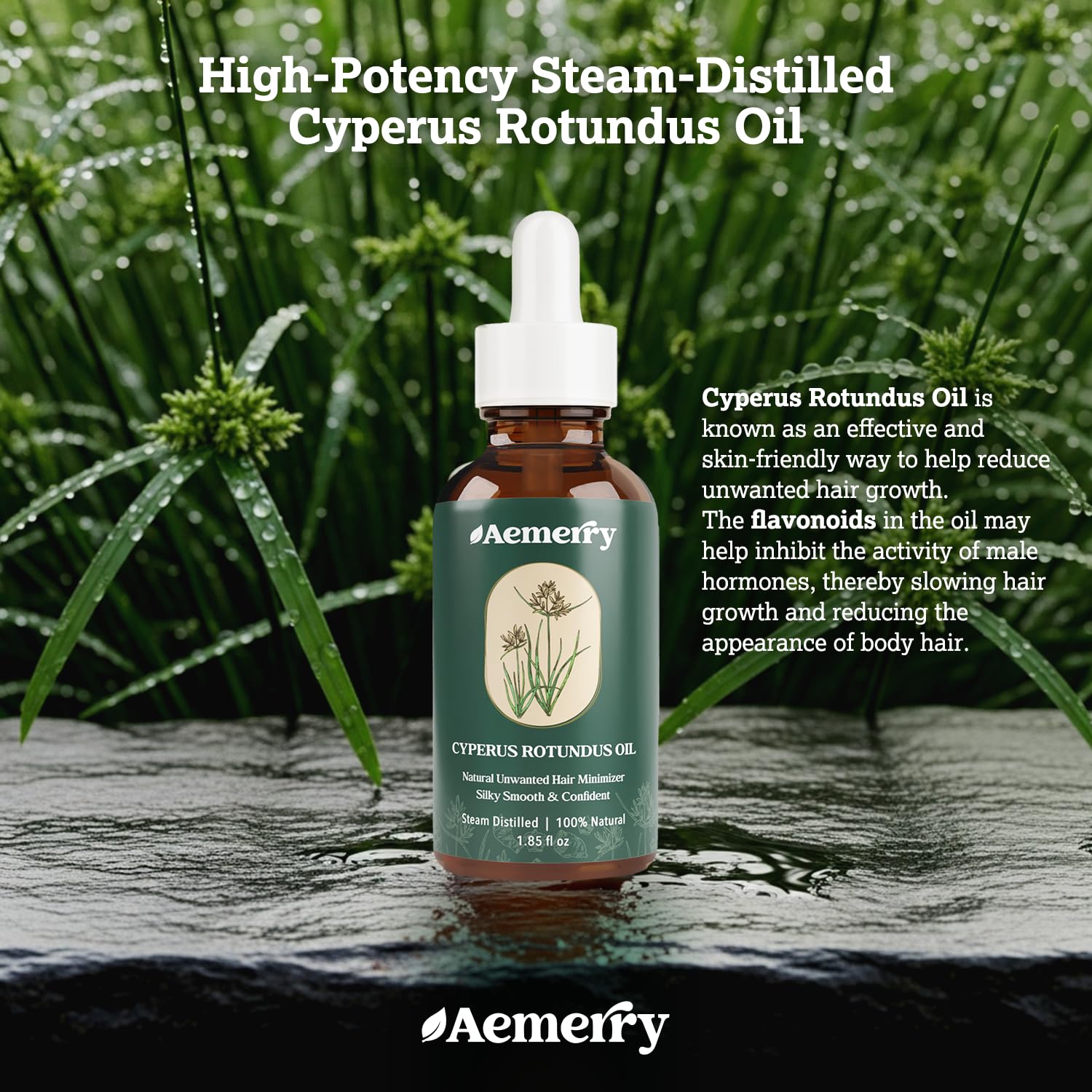 Aplicación de Aemerry Cyperus Rotundus en piel, suaviza e hidrata