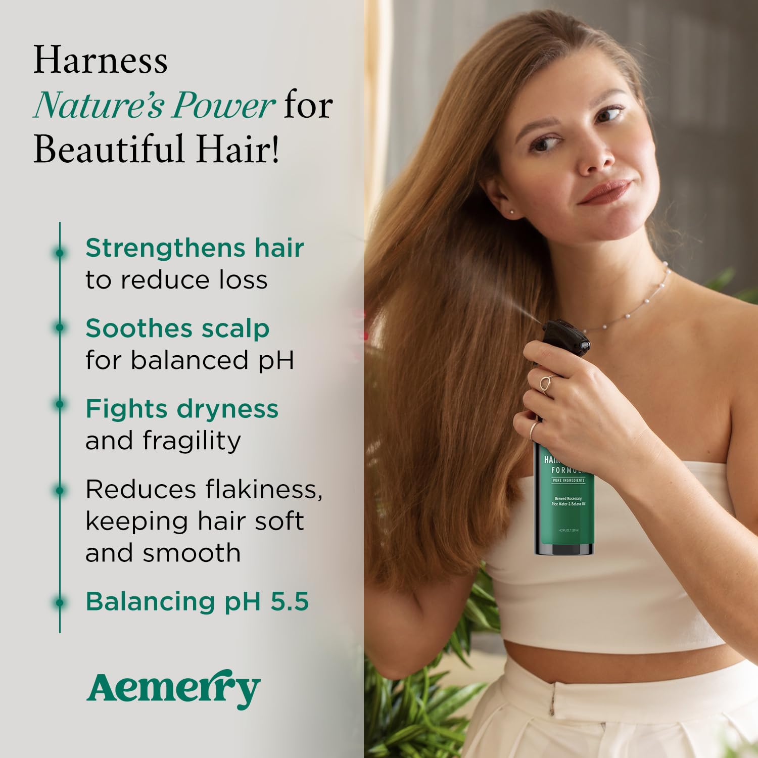 Aemerry hojas de romero, ingrediente natural para el cuero cabelludo.