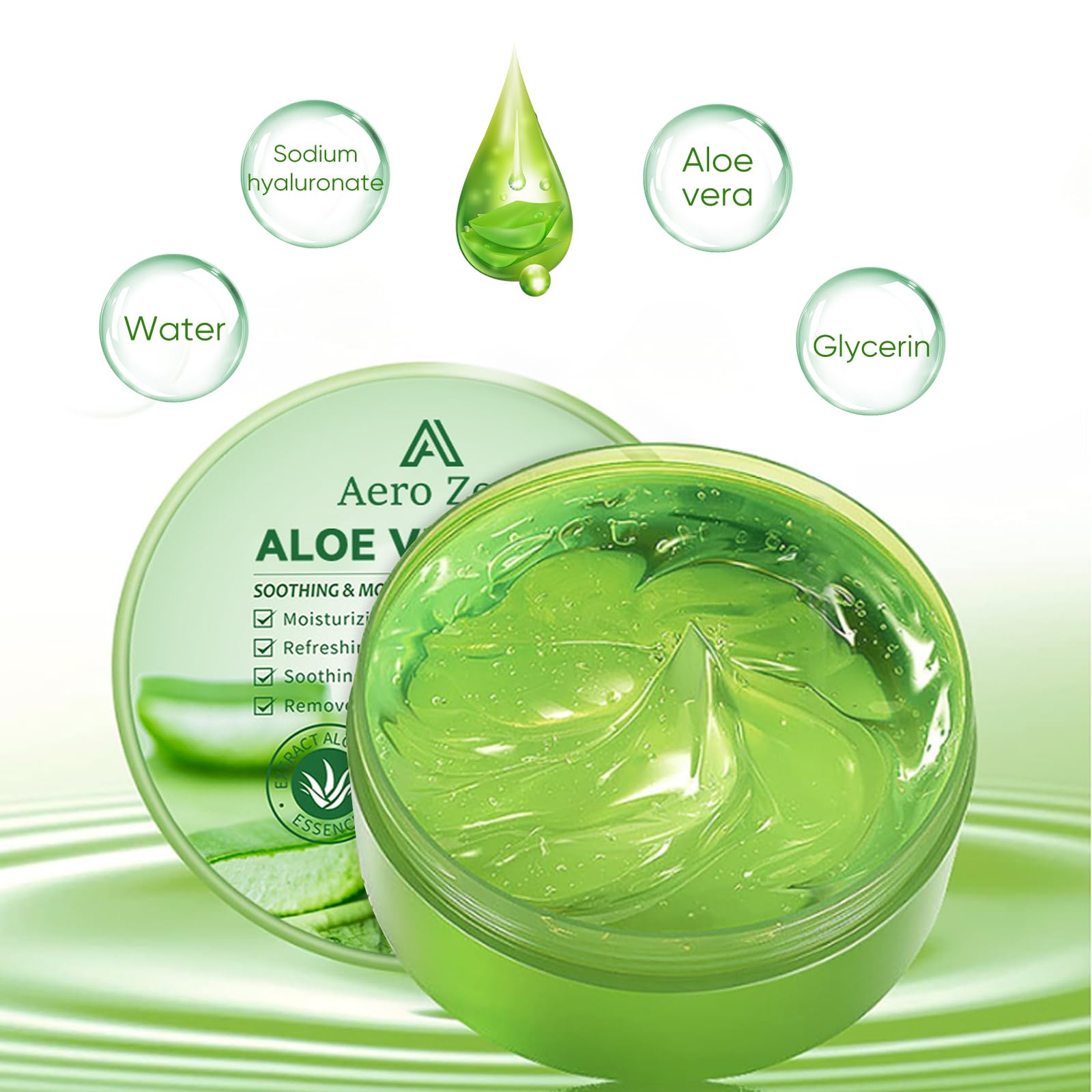 Aero Zen gel de Aloe, aplicación suave para refrescar la piel