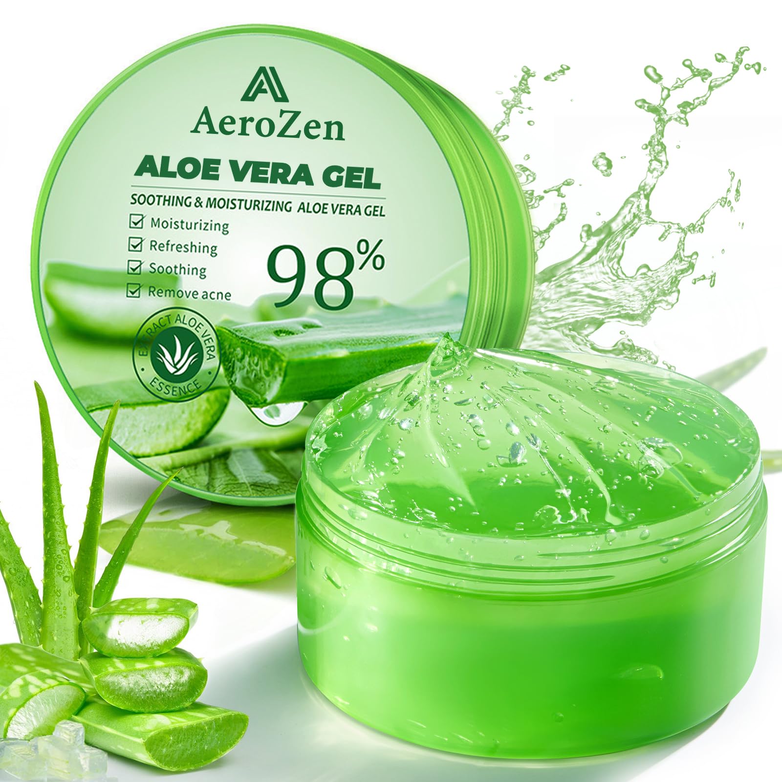 Aero Zen gel de aloe orgánico en bote para hidratación rápida de piel