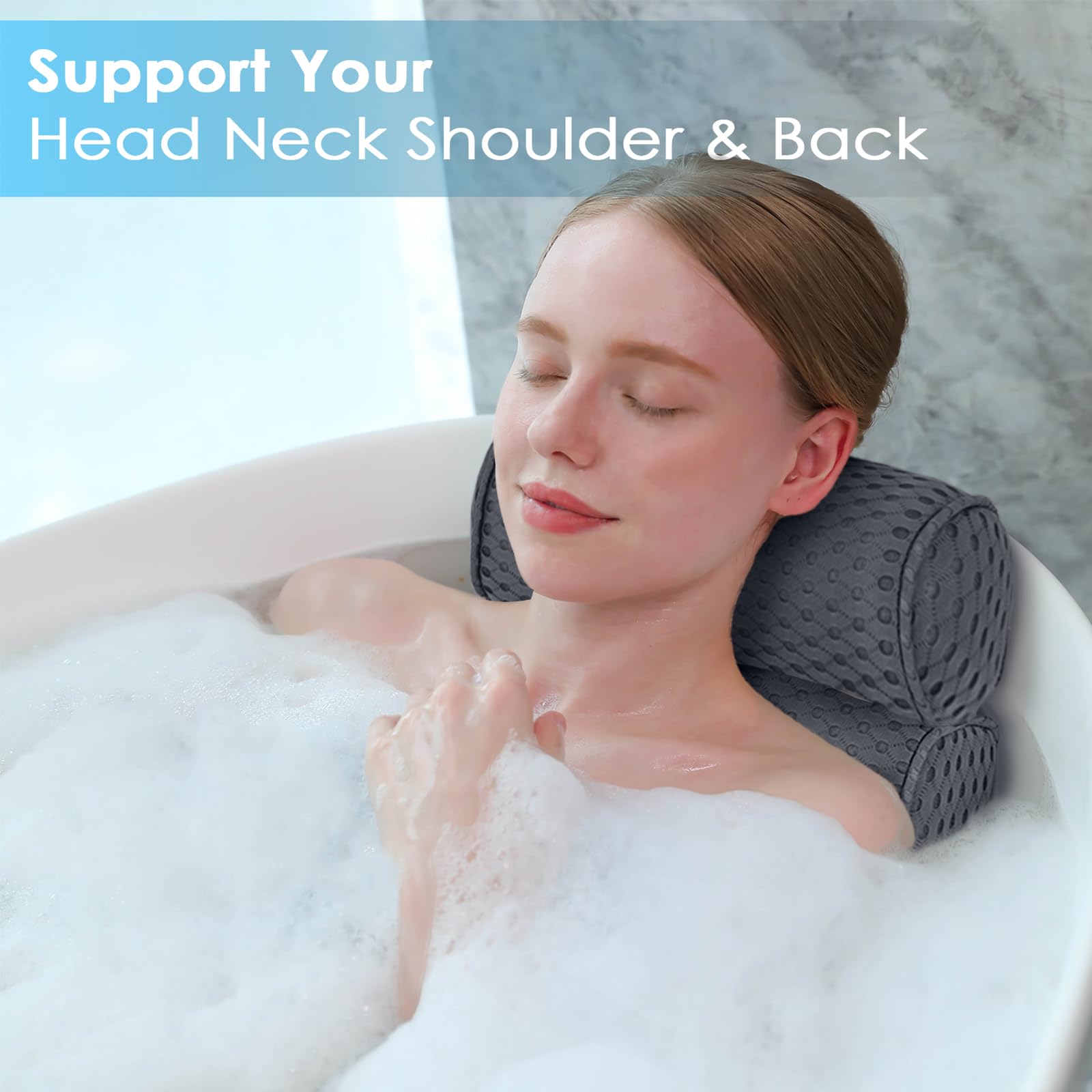 Almohada de baño AEROiVi con malla espaciadora, secado rápido y transpirabilidad superior.
