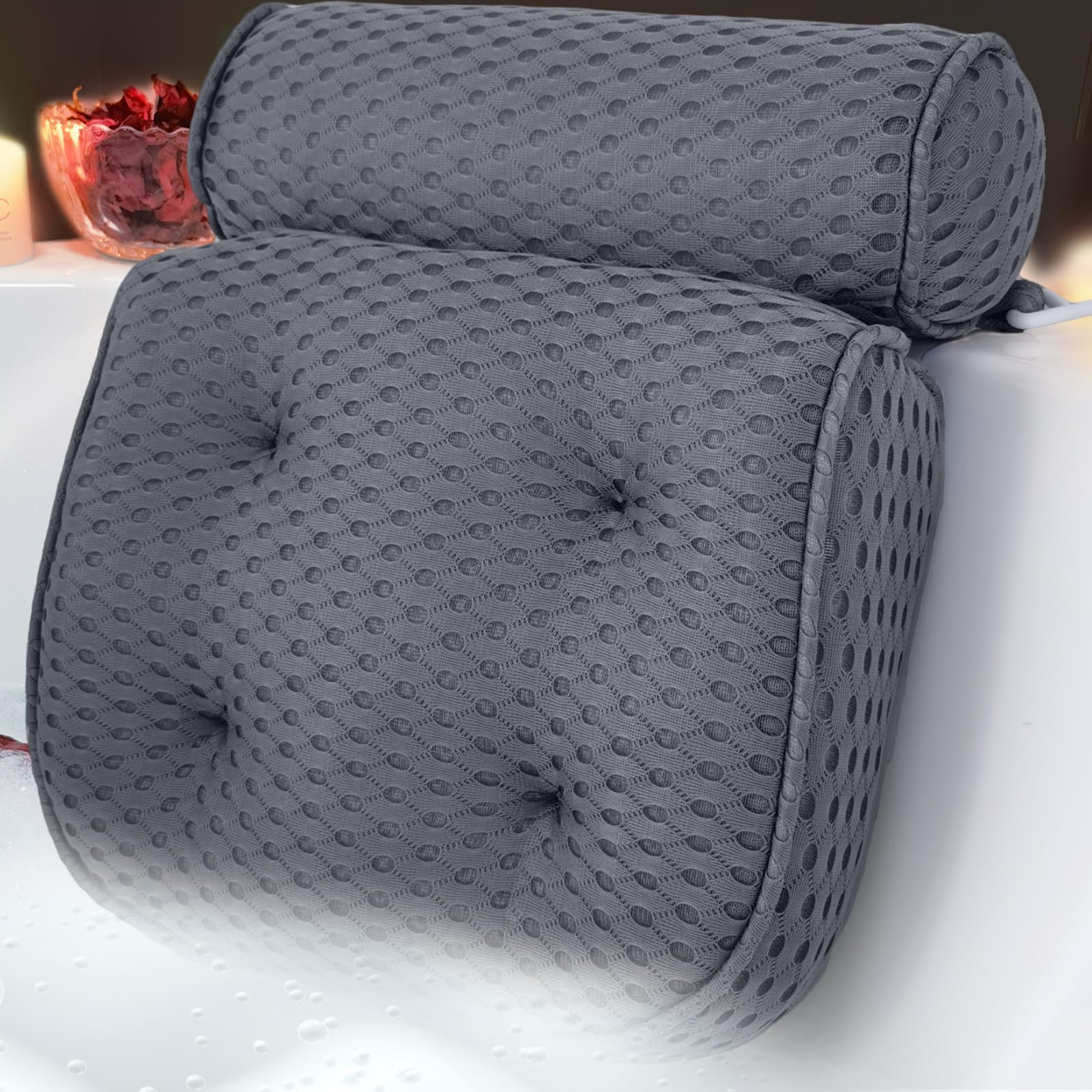 Almohada de baño AEROiVi para cabeza y cuello, soporte cómodo durante el baño.