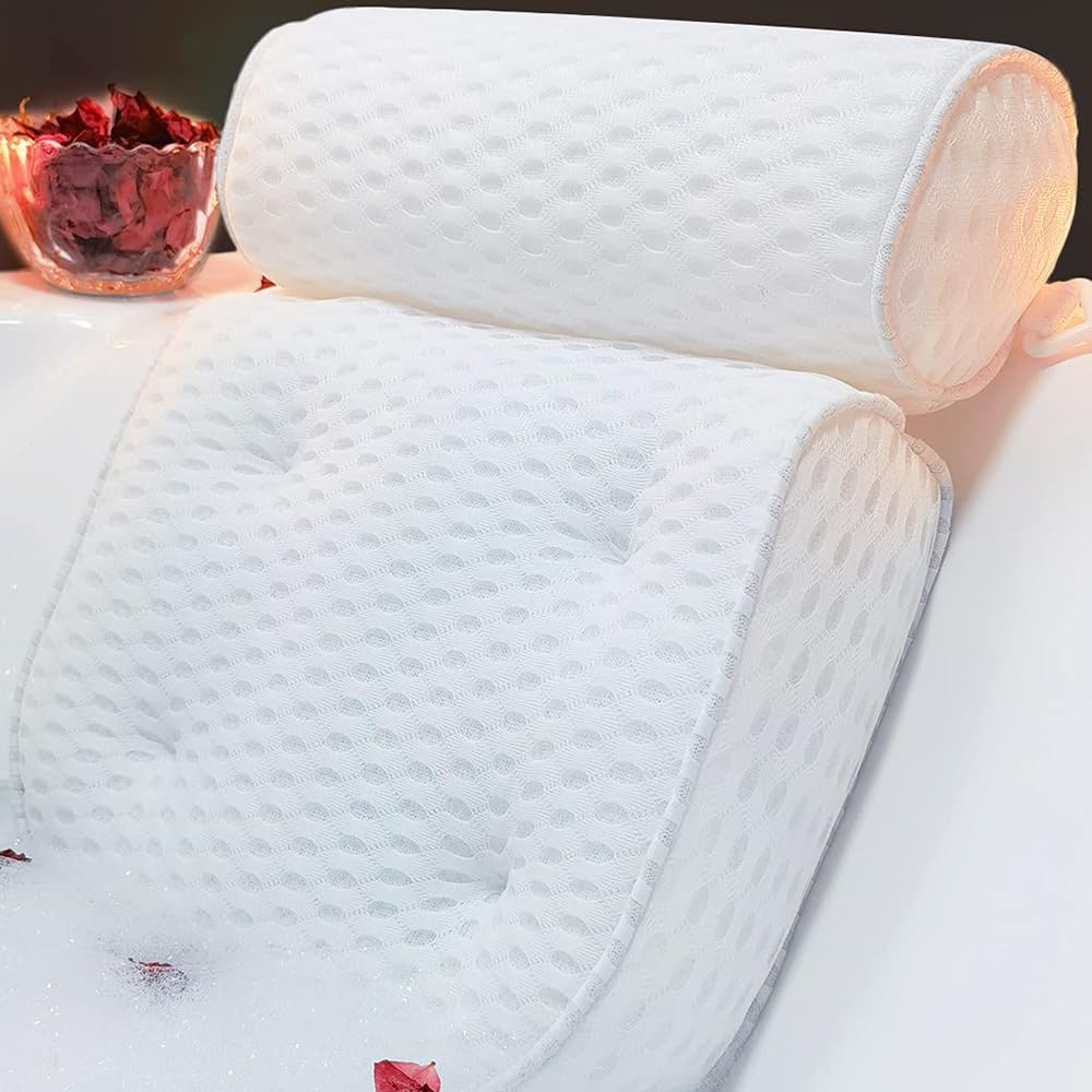 AEROiVi oreiller bain en maille aérée offrant un soutien tête et cou confortable.
