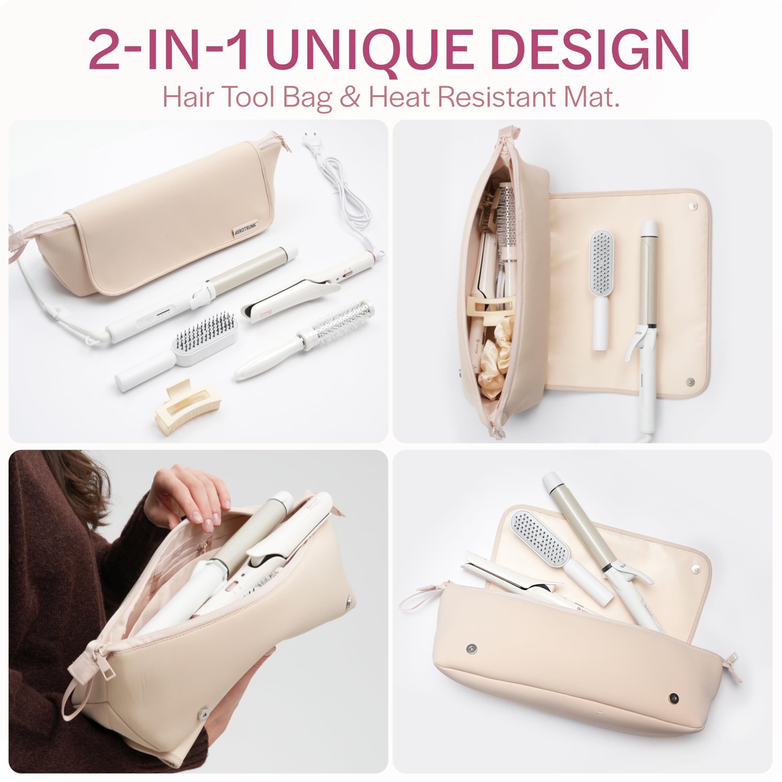 Dos compartimentos para accesorios mantienen cables ordenados con Aerotrunk.