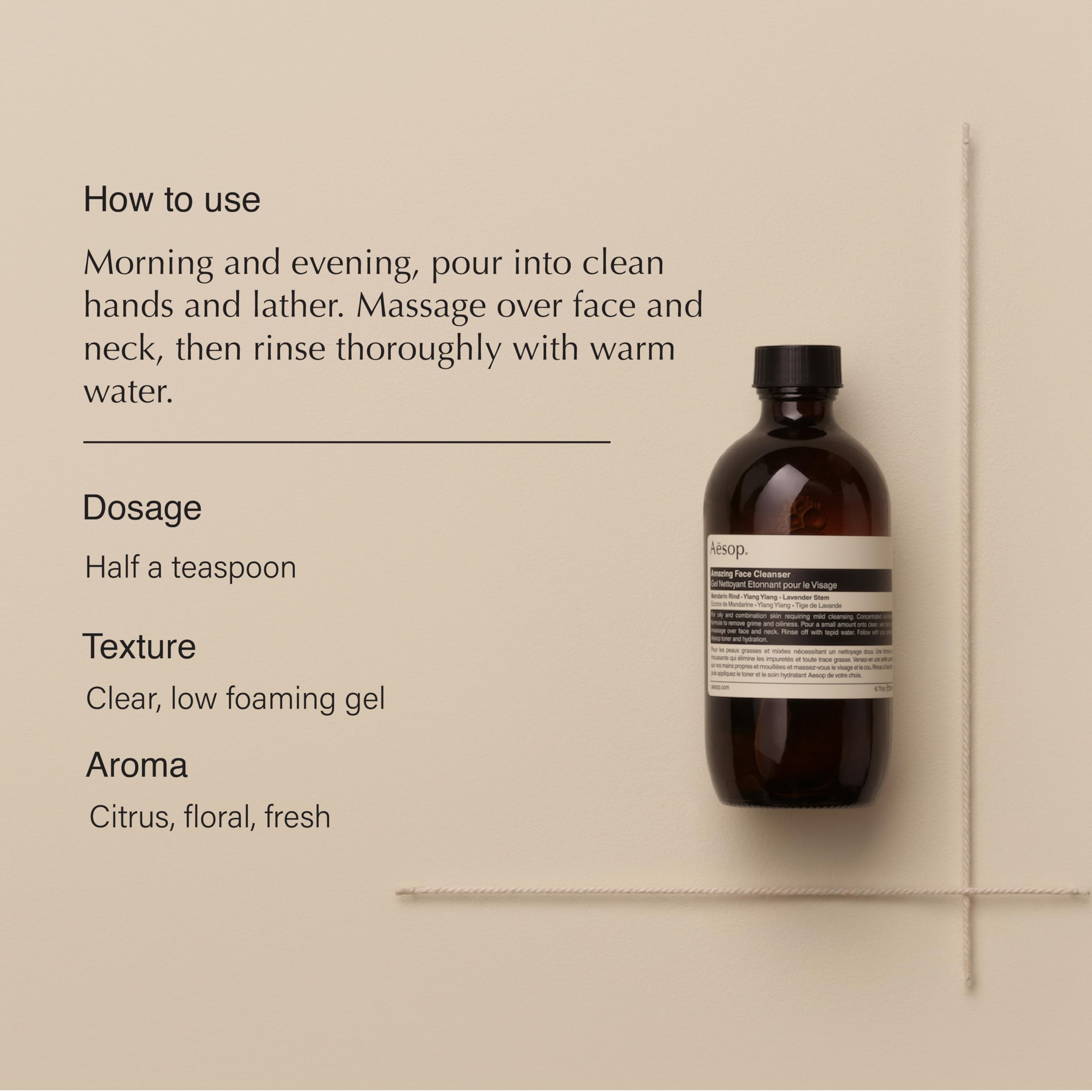 Aesop Amazing Face Cleanser, espuma-baja: limpieza diaria suave para piel oleosa