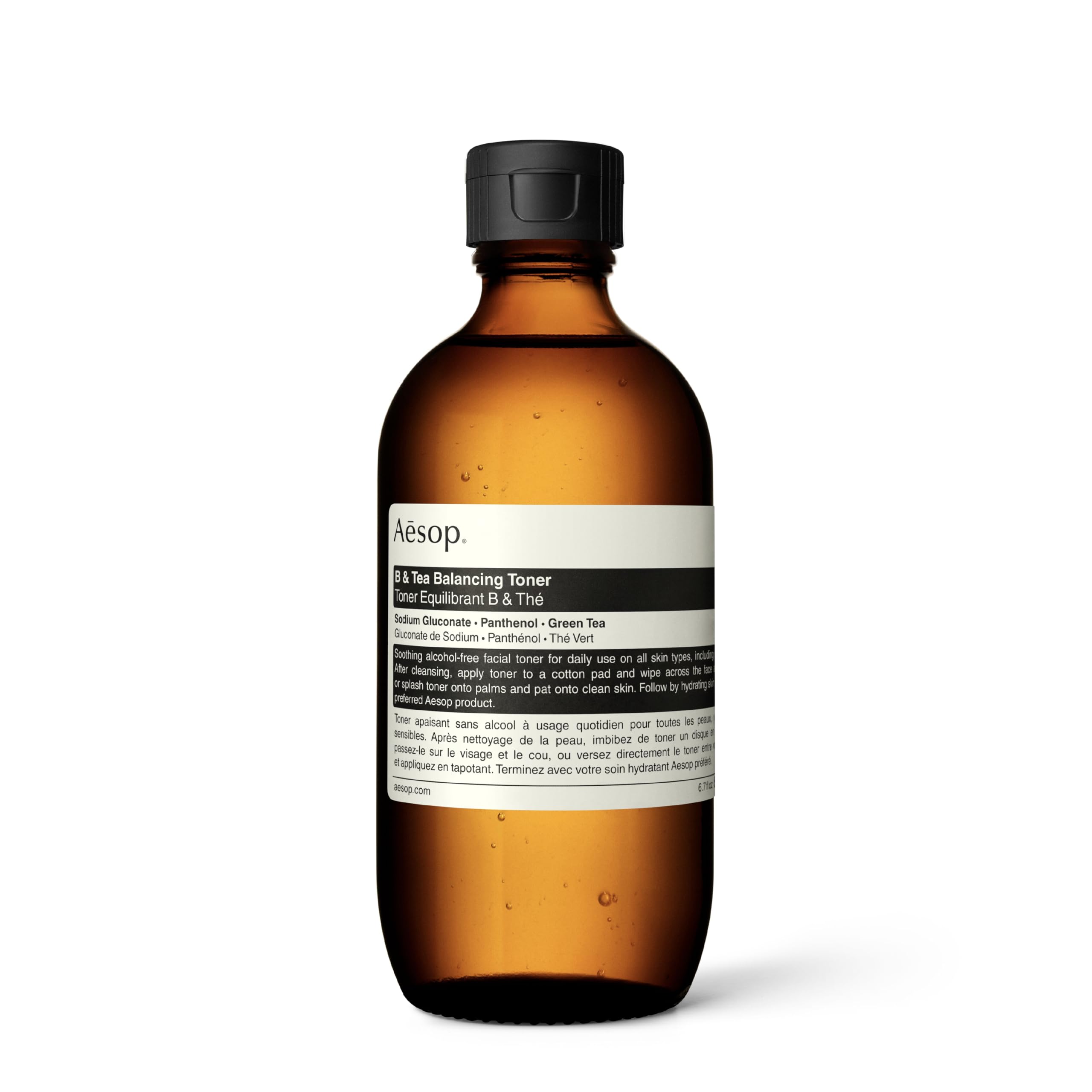 Aesop B & Tea Toner: bote elegante para refinar poros y equilibrar la piel.