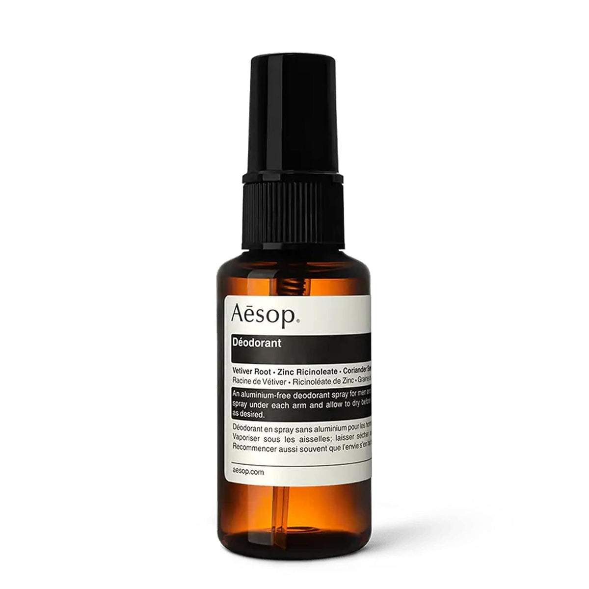 Aesop Desodorante Spray en botella elegante para control de olores diario.