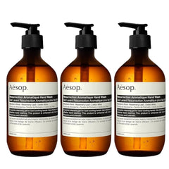 Aesop Resurrección Aromática, conjunto de 3 envases, uso diario suave para manos