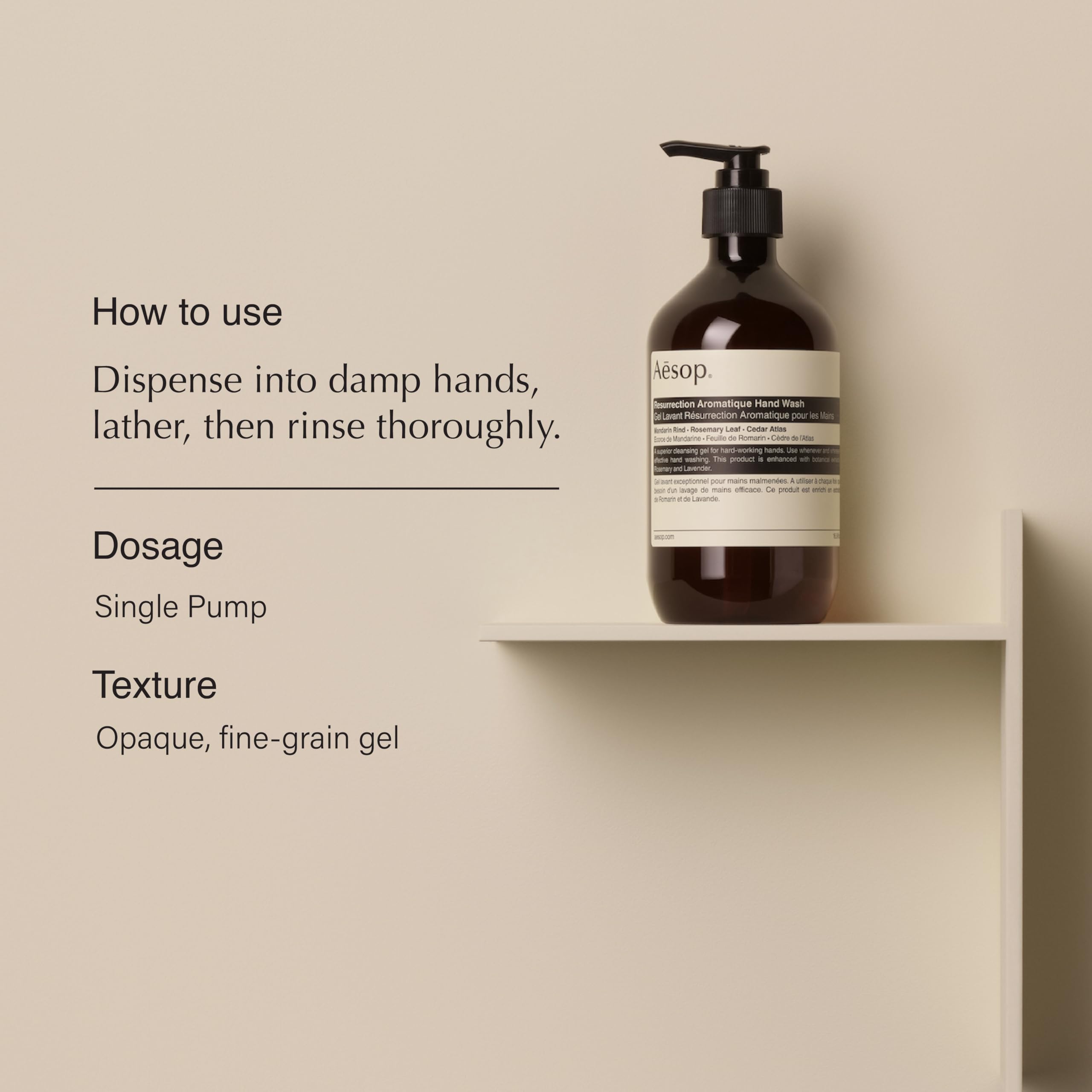 Aesop Resurrección Aromática, espuma suave para manos, sensación suave
