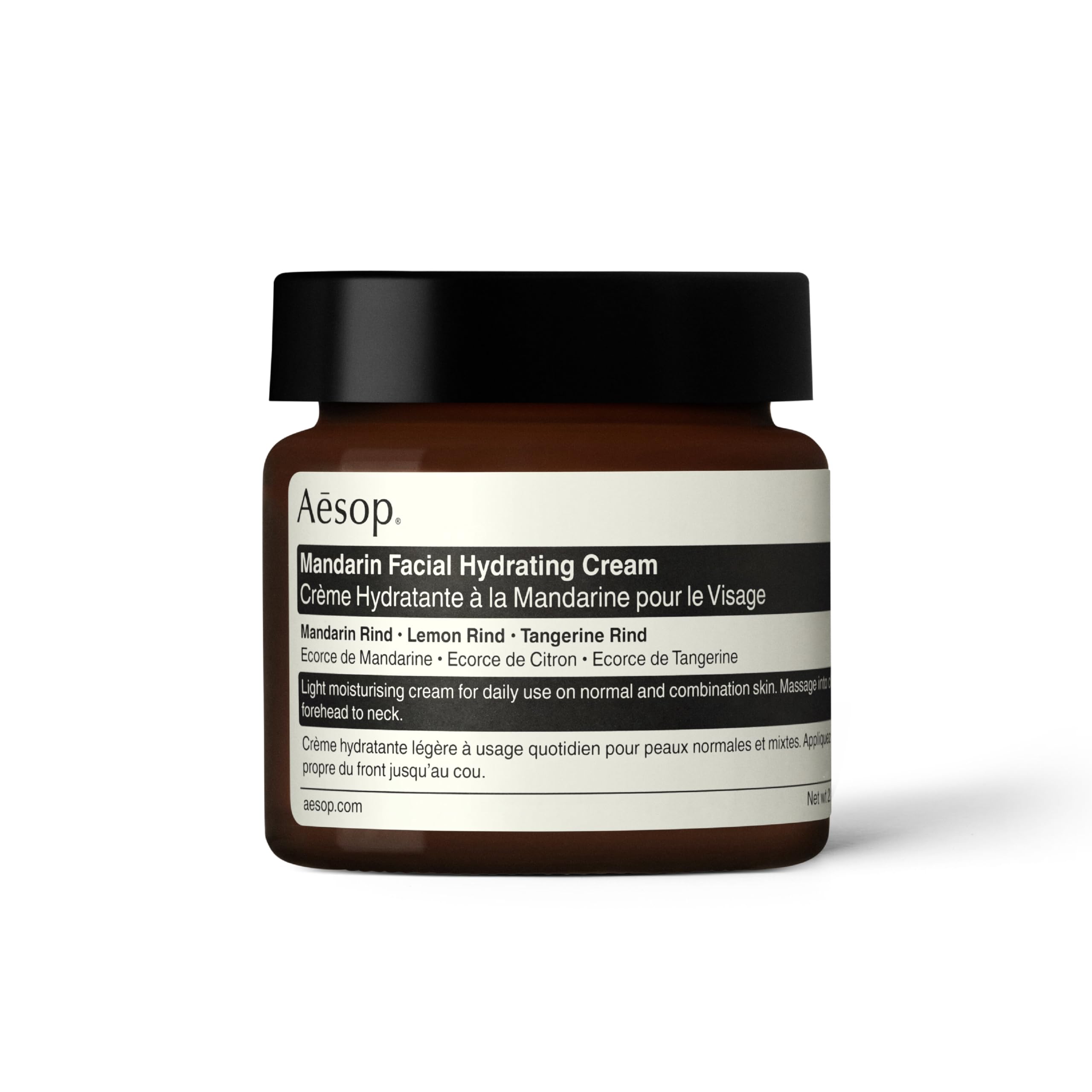 Aesop Mandarin hidratante para el rostro: bote elegante para uso diario.