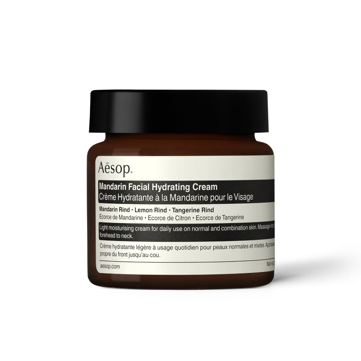 Aesop Mandarin hidratante para el rostro: bote elegante para uso diario.