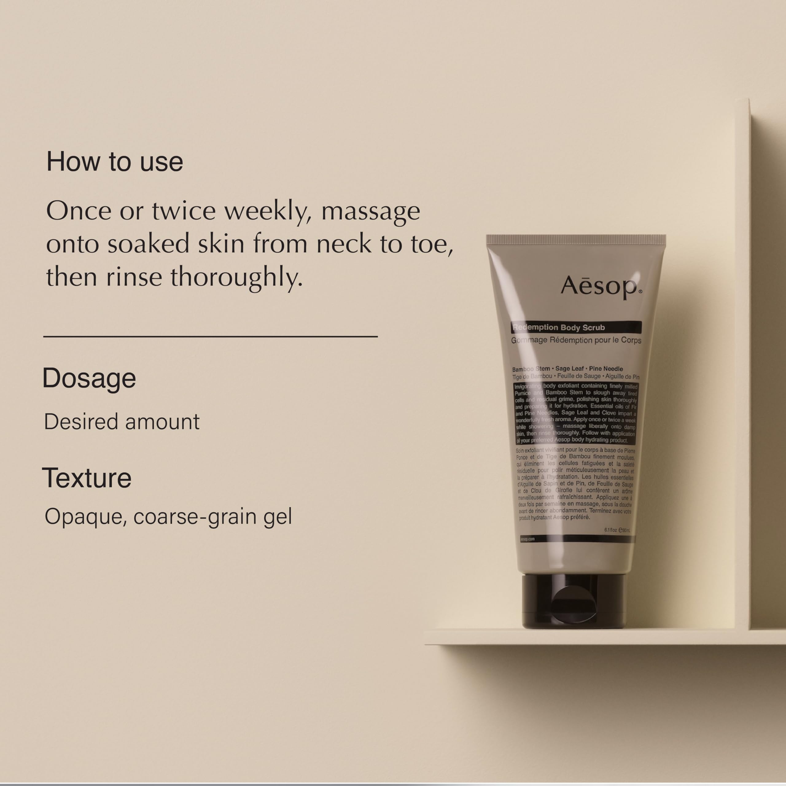 Aesop Redemption exfoliante con botánicos aromáticos para despertar los sentidos.