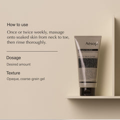 Aesop Redemption exfoliante con botánicos aromáticos para despertar los sentidos.
