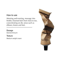 Aesop Rejuvenate Intensive Body Balm textura cremosa lista para aplicar.