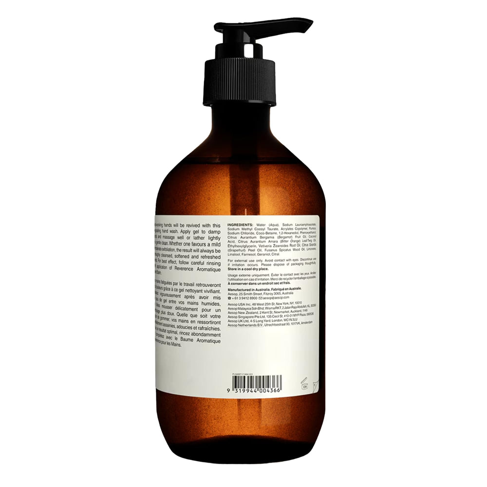 Aesop Reverencia Aromática lavado de manos, aroma amaderado que acompaña la rutina.