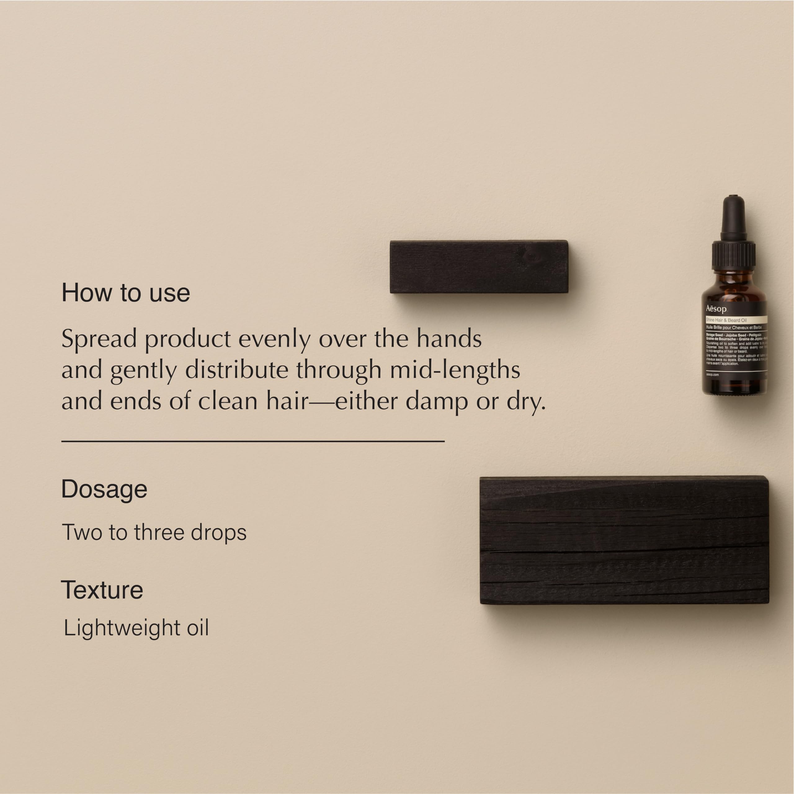 Aesop Shine, aplicación en manos para distribución uniforme.