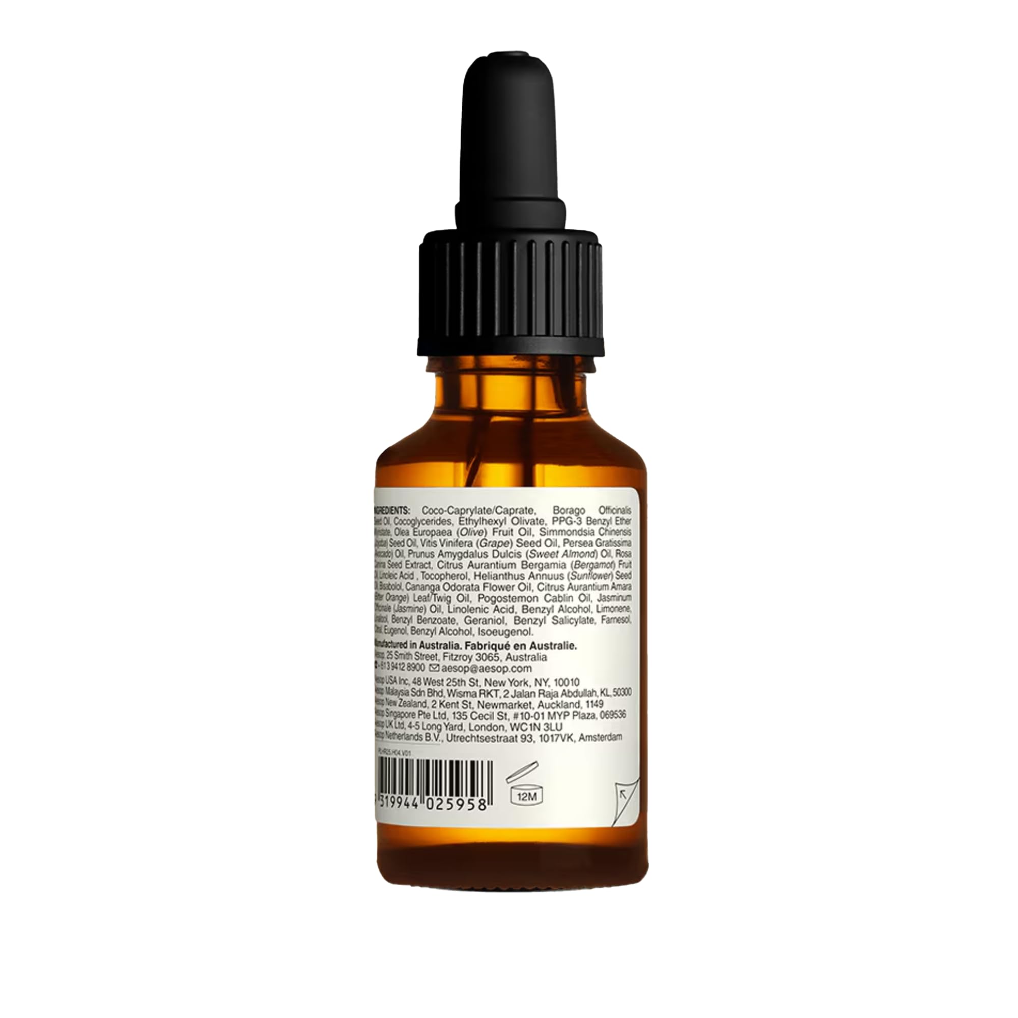 Aesop Shine, uso recomendado de 2 a 3 gotas para aplicación.