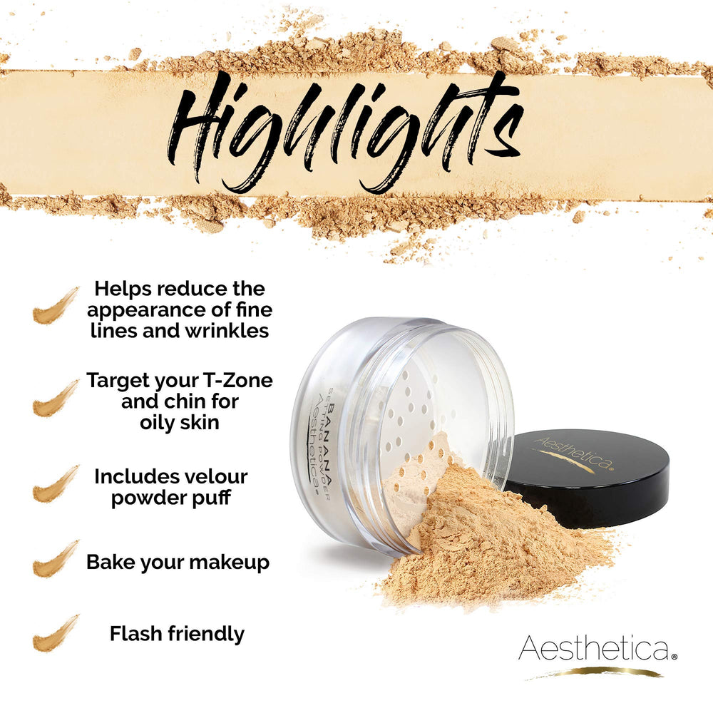 Fijación de maquillaje natural y duradera con Aesthetica Banana.