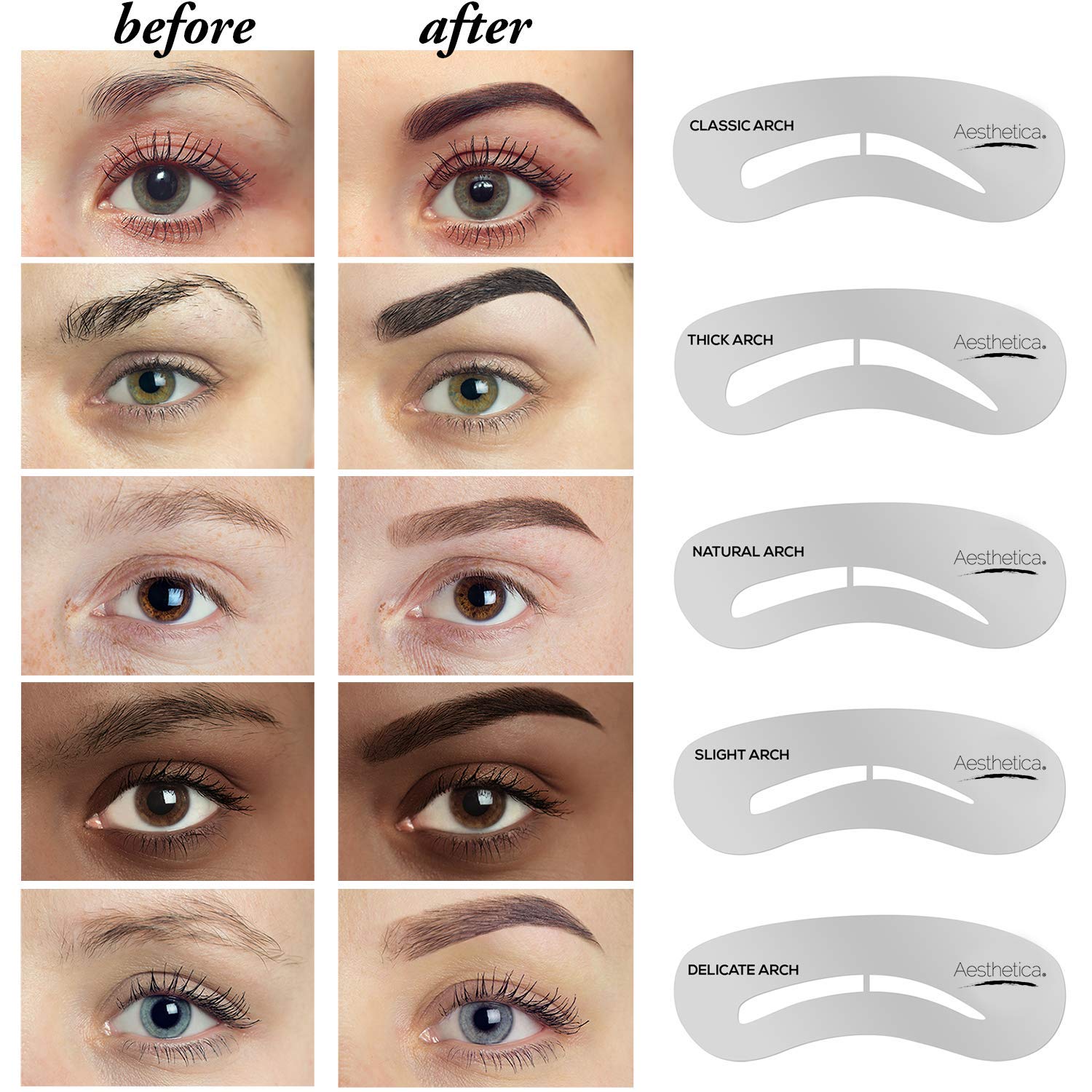 Aesthetica plantillas cejas 5 formas clásicas y atemporales.