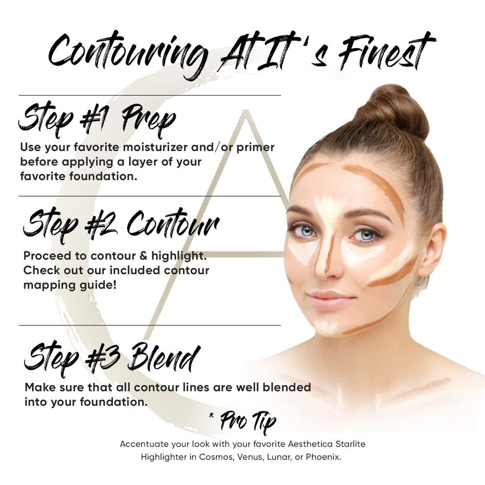 Aesthetica Crème Contour Kit: pans amovibles et remplissables pour personnaliser les teintes.