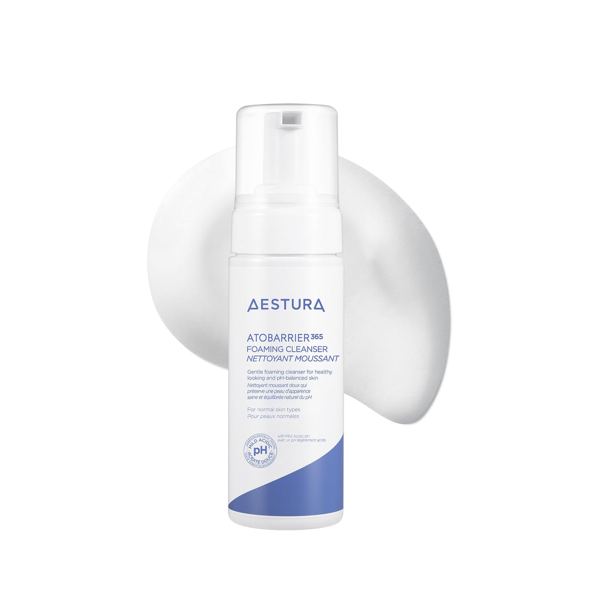 AESTURA ATOBARRIER365 bottle front, easy daily cleanse for sensitive skin.
