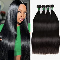 Afeier mechas rectas de cabello humano, 20-26 pulgadas, aspecto natural.