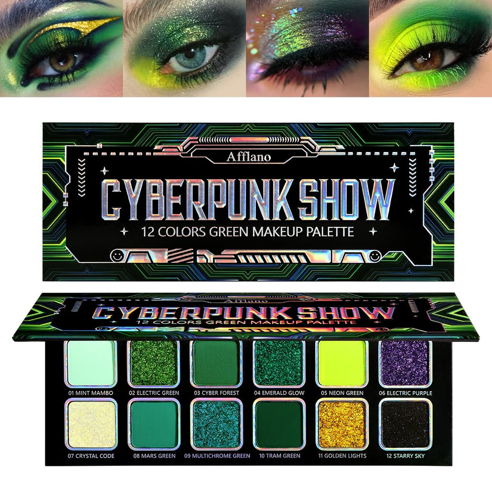 Afflano Paleta multichrome verde: sombras intensas para look diario vibrante