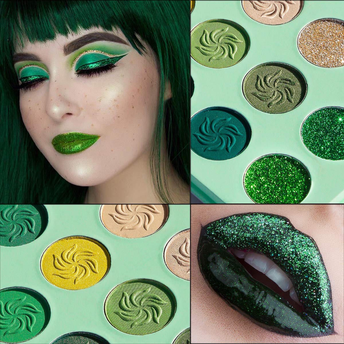 Sombra verde con brillo iridiscente de Afflano para destellos llamativos.