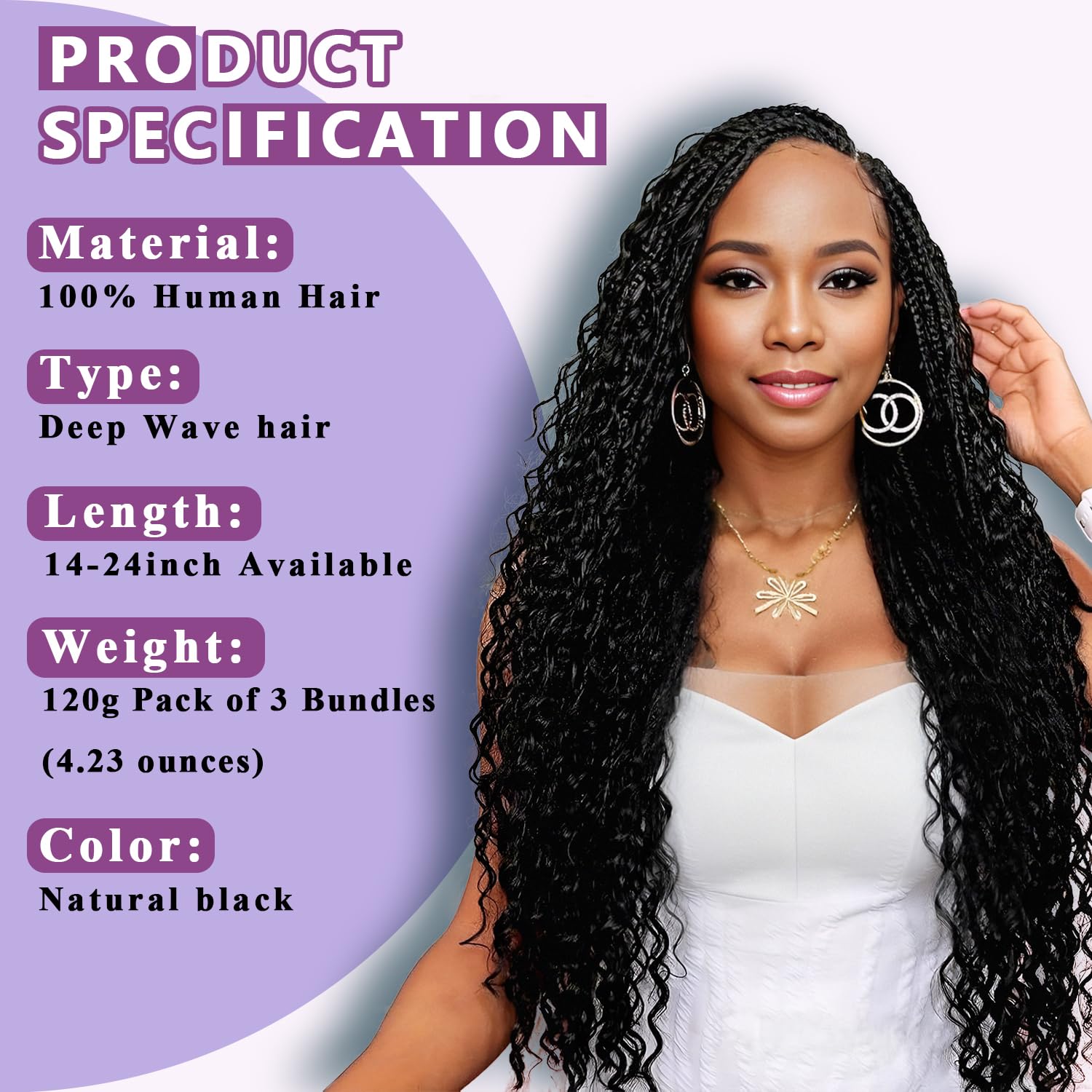 Afihond paquetes cabello trenza bohemia 120 g, opciones de peinado versátiles.