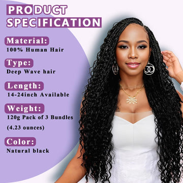 Afihond paquetes cabello trenza bohemia 120 g, opciones de peinado versátiles.