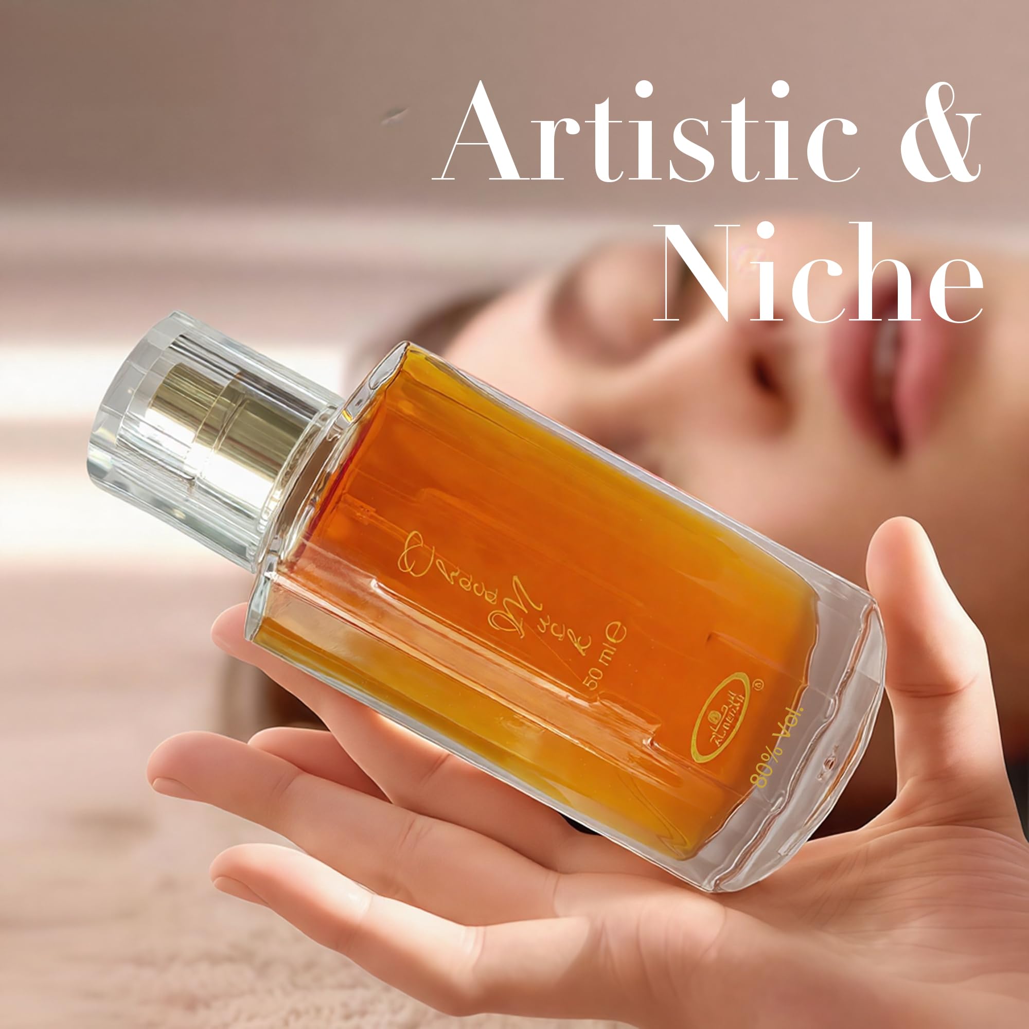 AFLUXE Choco Almizcle notas en primer plano, chocolate y almizcle envolventes.
