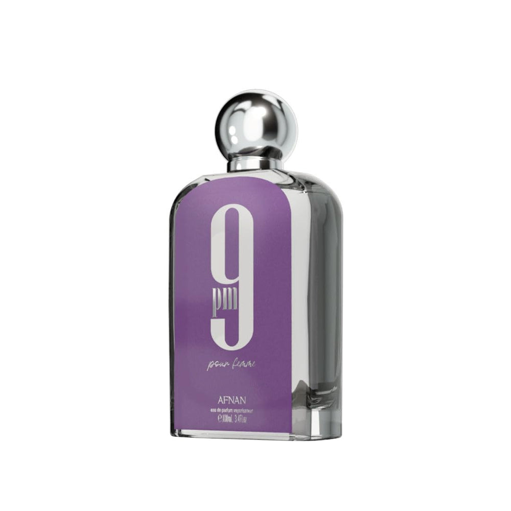 Afnan 9 PM Pour Femme, notas top frutales para inicio fresco y luminoso