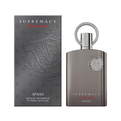 Afnan Supremacía No Solo Intenso, notas de salida bergamota y manzana para inicio fresco.