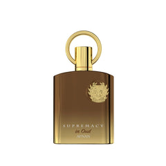 Afnan Supremacy in Oud frasco principal, diseño elegante y aroma distintivo.