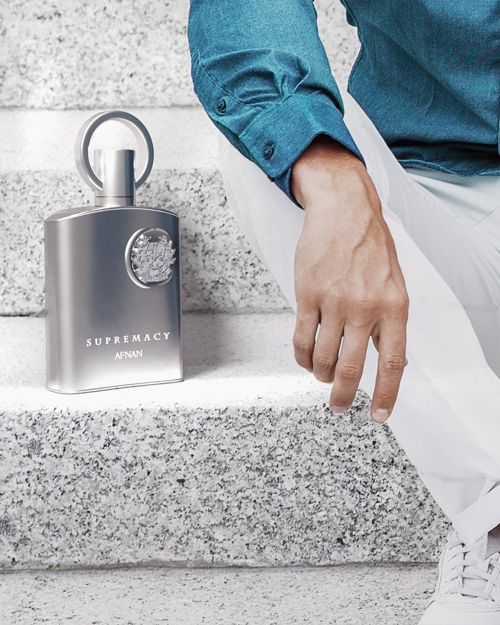 Afnan Supremacy Silver: envase premium, ideal para regalo o uso diario distinguido.