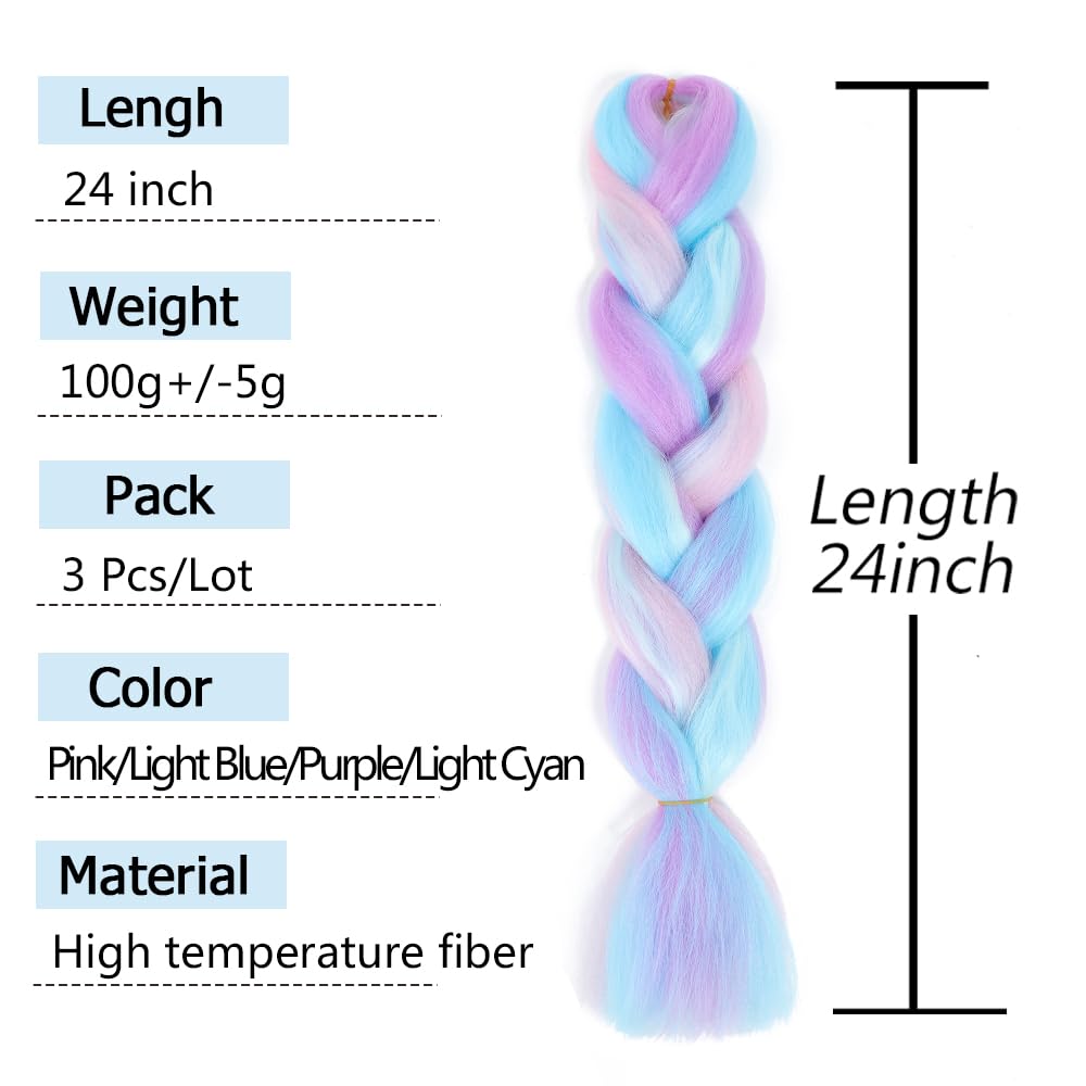 AFNOTE trenzas arcoíris en colores brillantes para estilo de ganchillo