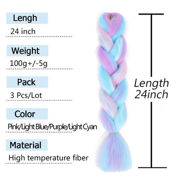 AFNOTE trenzas arcoíris en colores brillantes para estilo de ganchillo