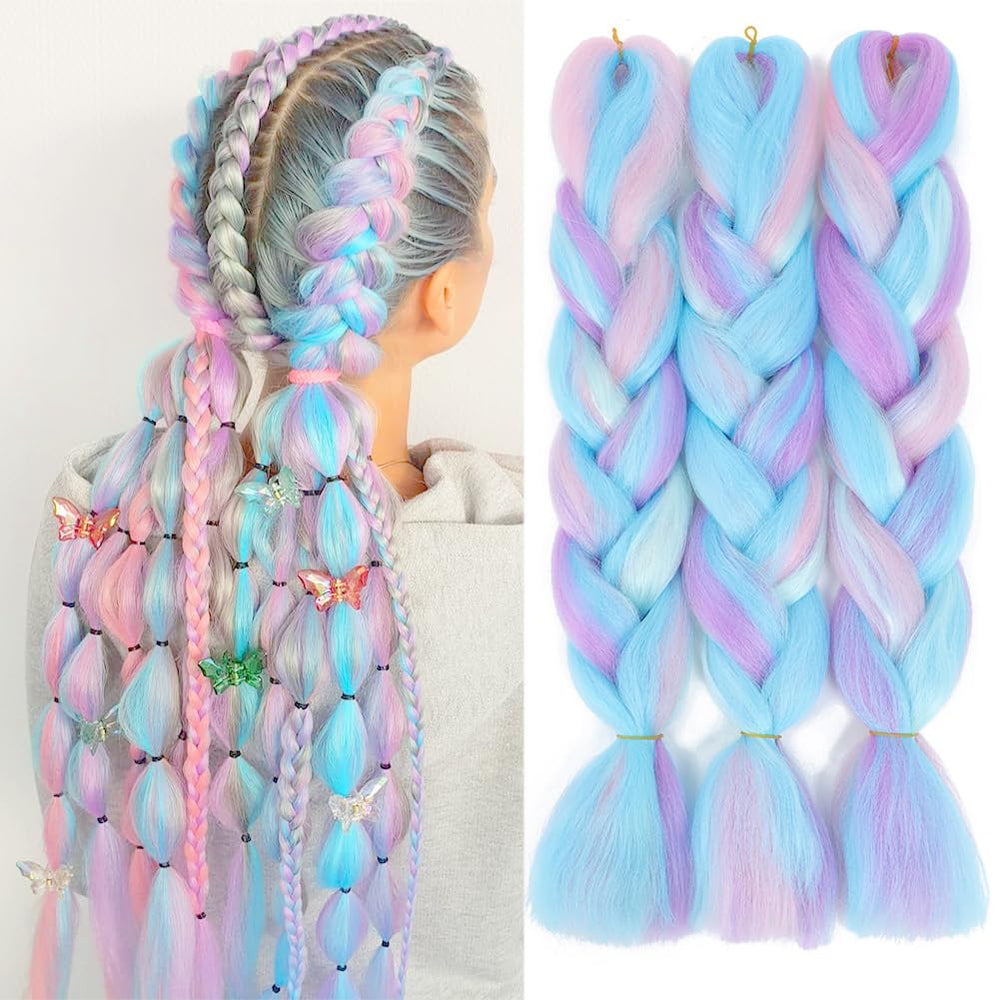 AFNOTE trenzas arcoíris 24 pulgadas para un look colorido y versátil