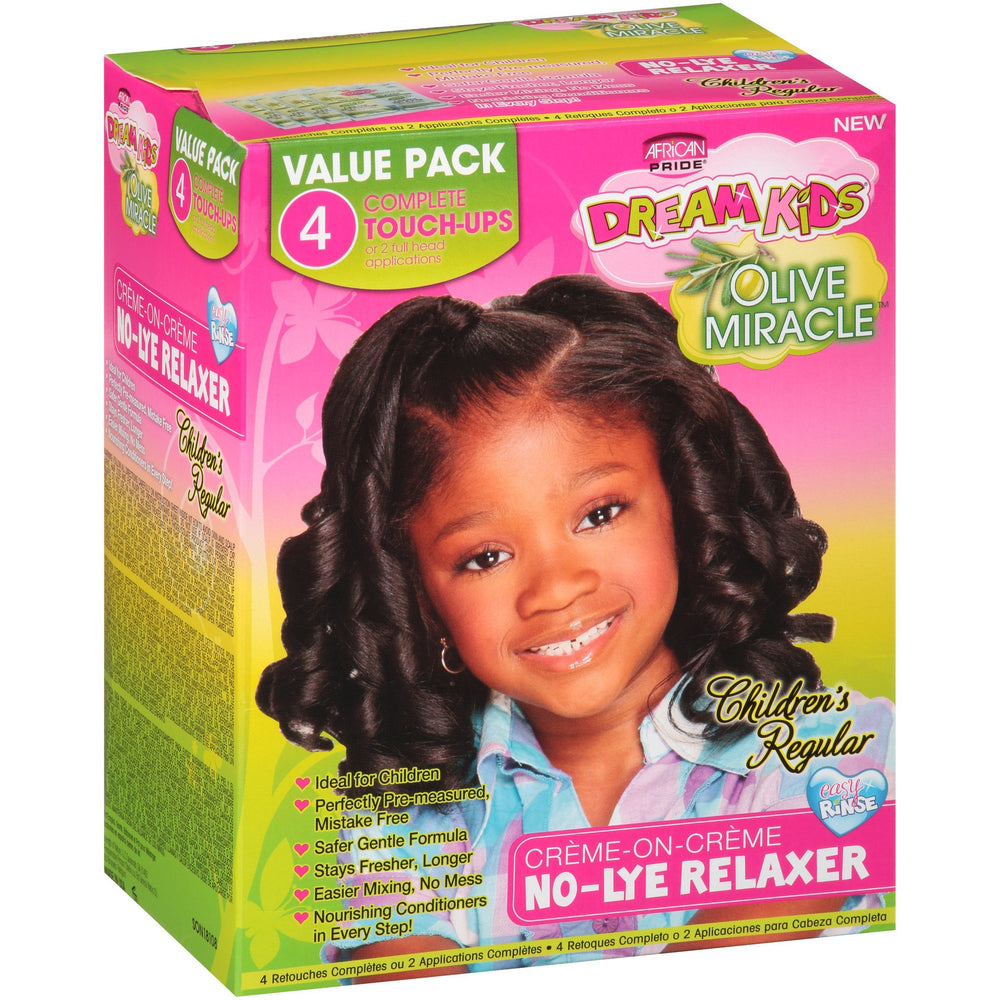 African Pride Dream Kids Olive Miracle: caja del relajante infantil, protege y suaviza el cabello.