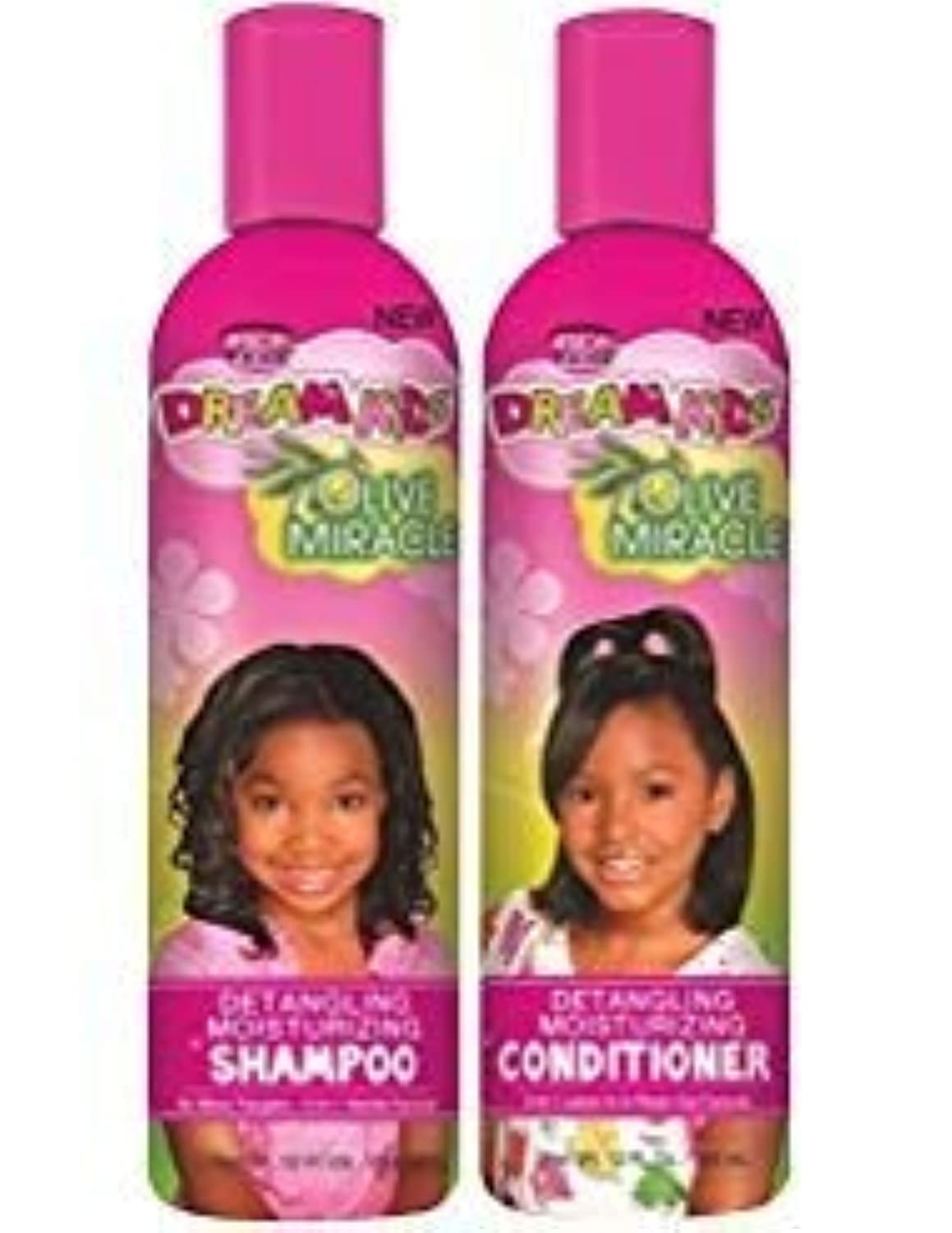 African Pride Dream Kids Olive Miracle conjunto, cabello suave y manejable tras cada lavado.